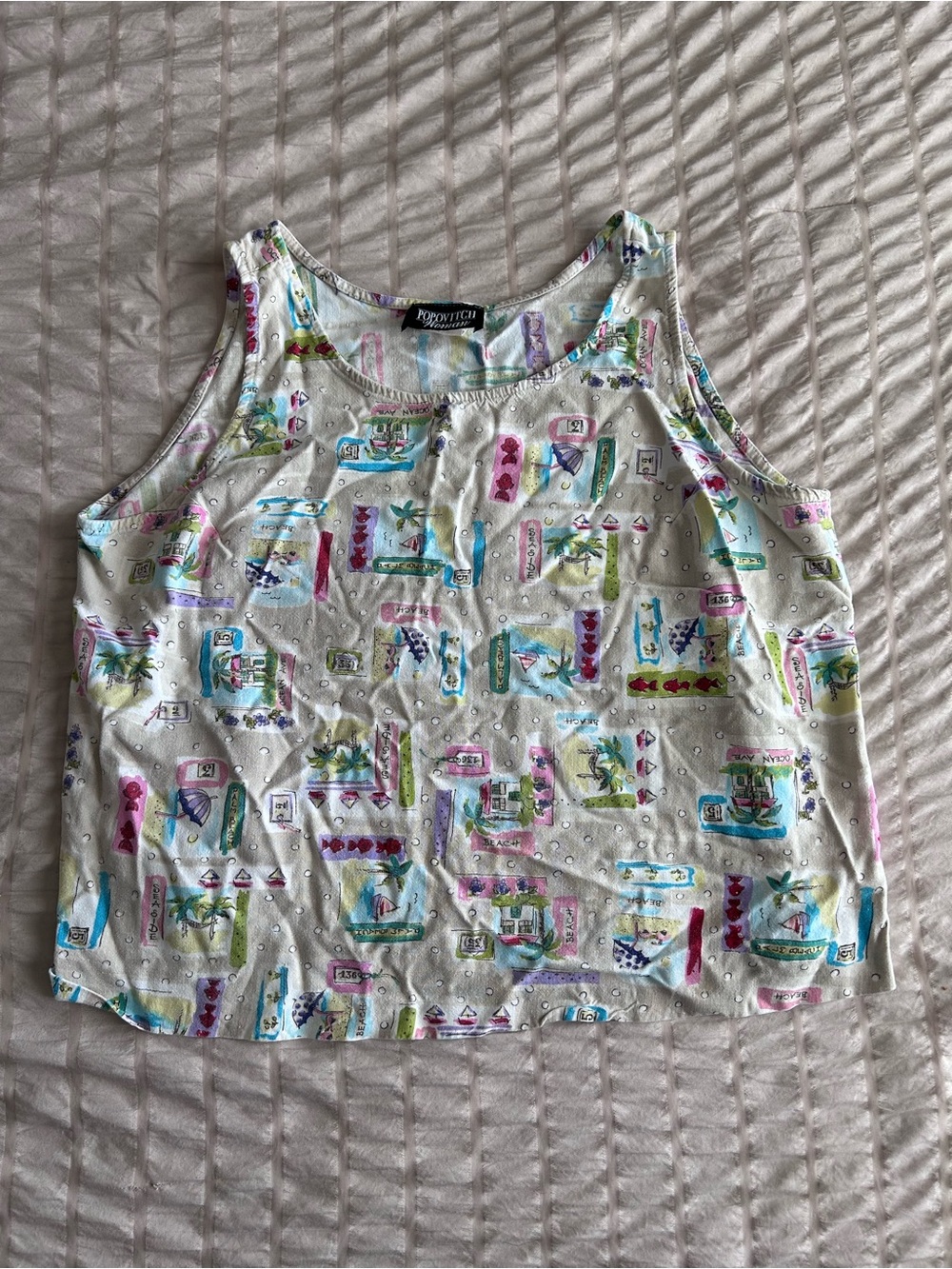 Popovitch Woman Vintage Beach Coastal Tank Top (2X)